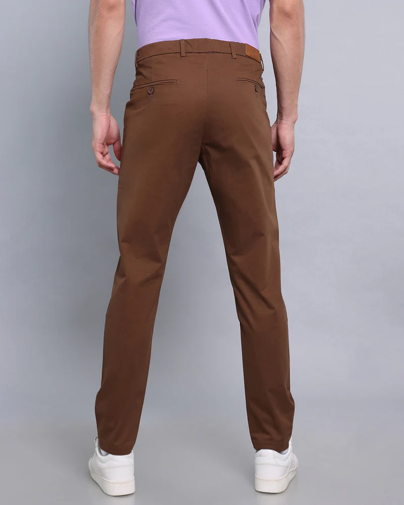 Chocolate Brown Stretch Cotton Chinos - Image 2