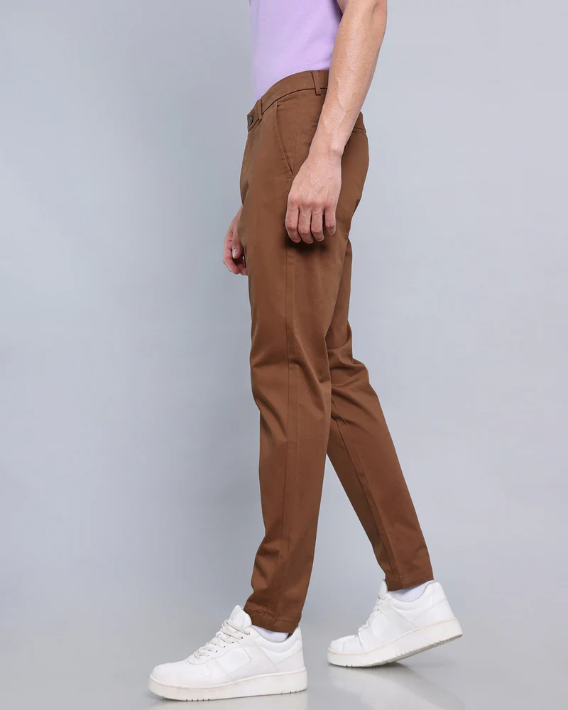 Chocolate Brown Stretch Cotton Chinos - Image 3