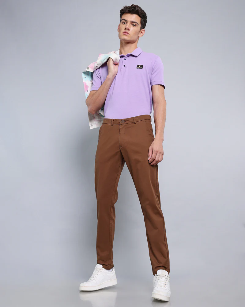 Chocolate Brown Stretch Cotton Chinos - Image 5