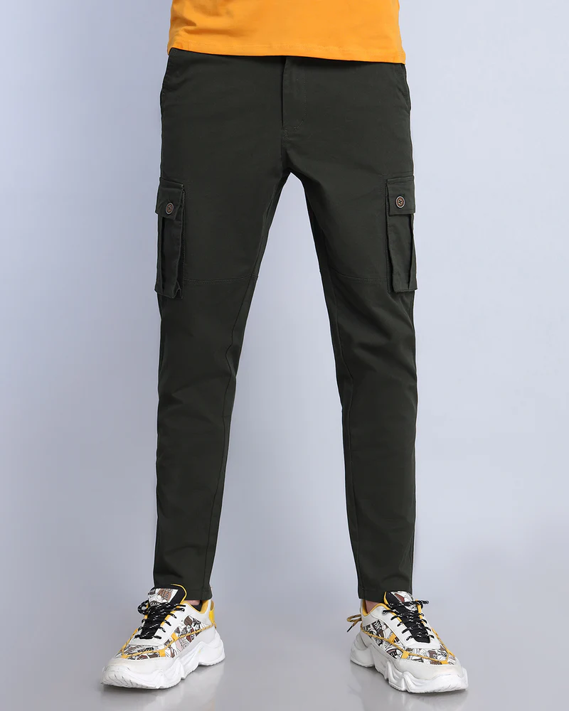 Hunter Green Stretch Cotton Cargo - Image 3