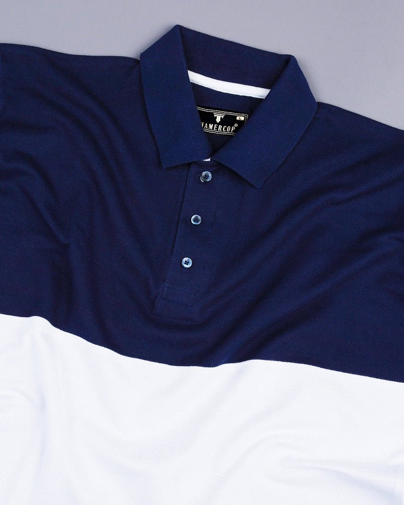 NavyBlue With White Pique Pima Designer T-Shirt - Image 5