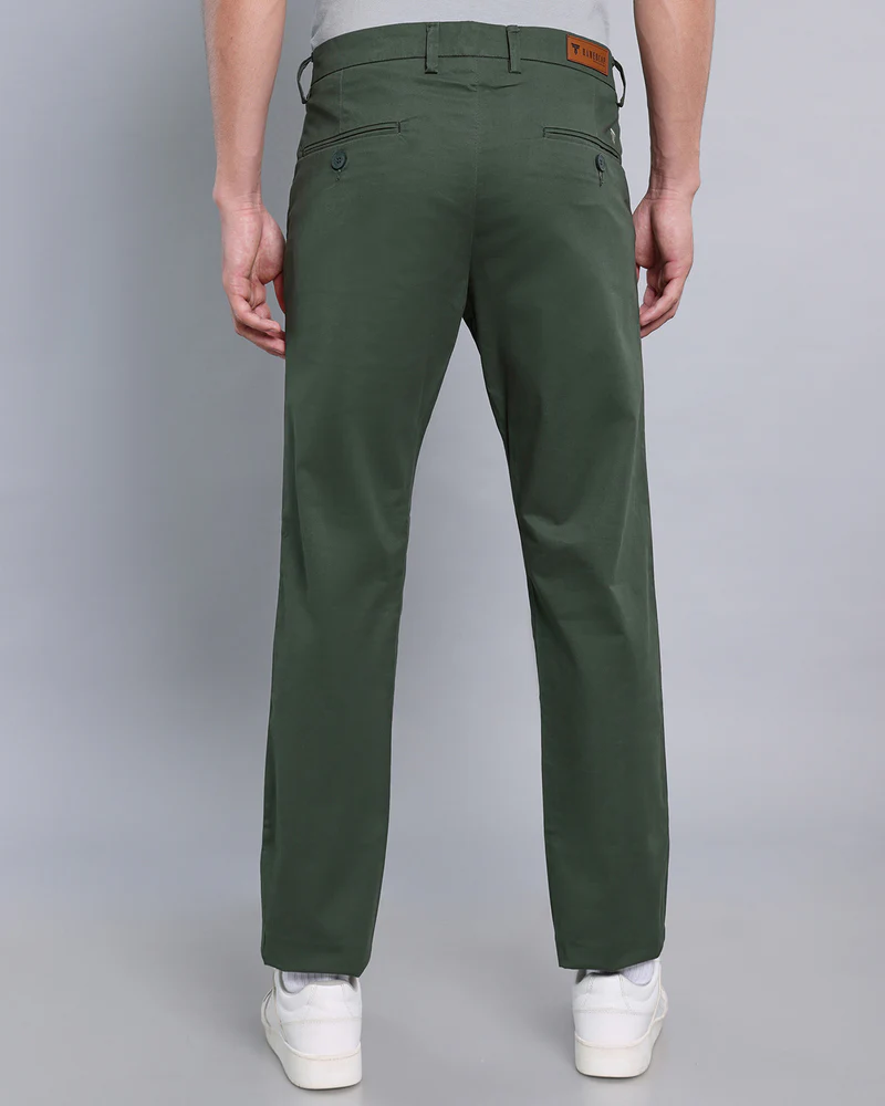 Moss Green Stretch Cotton Chinos - Image 2