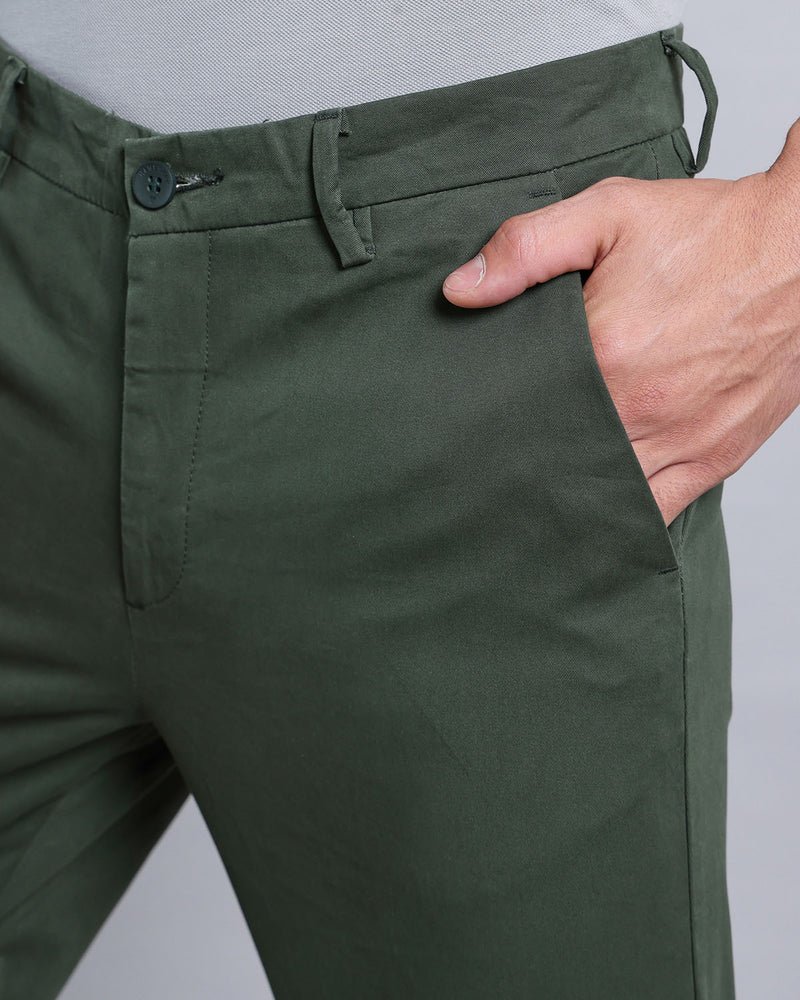 Dark Olive Green Stretch Cotton Chinos - Image 3