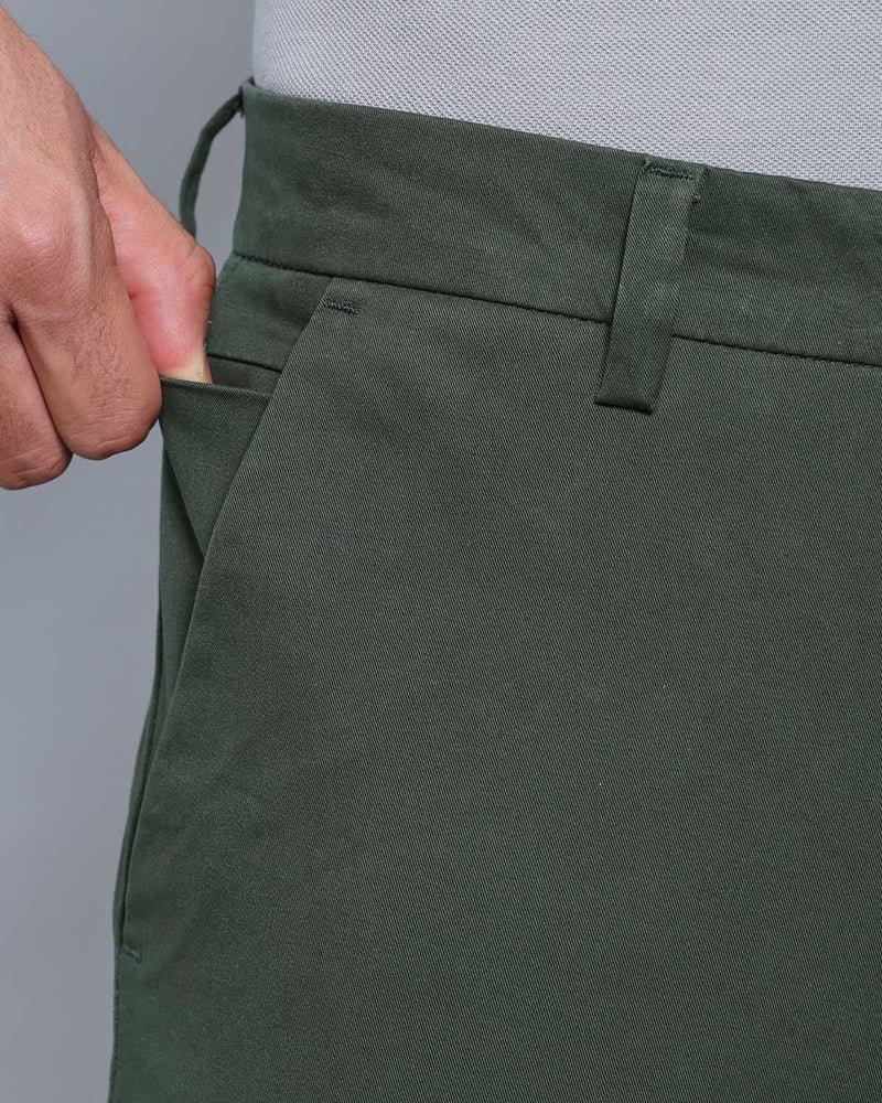 Dark Olive Green Stretch Cotton Chinos - Image 4