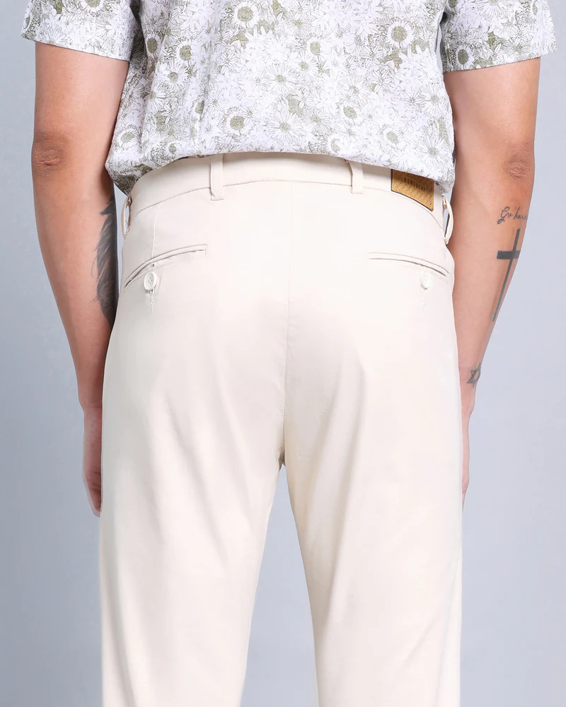 Ivory White Stretch Cotton Chinos - Image 2