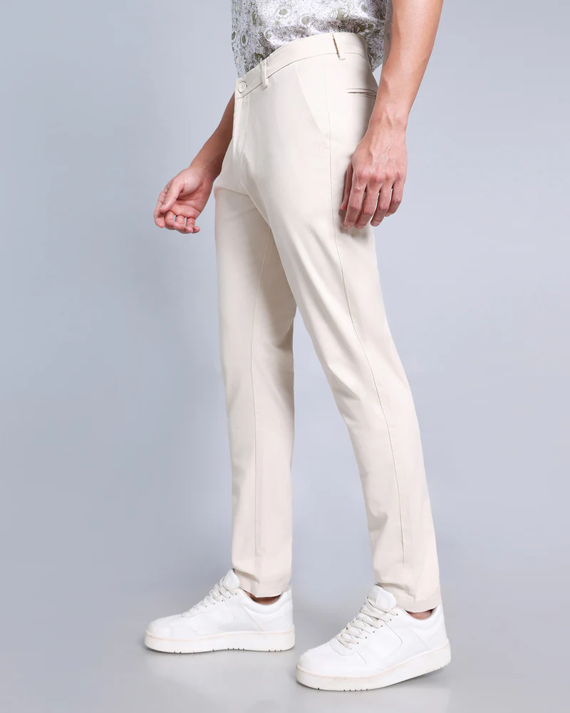 Ivory White Stretch Cotton Chinos - Image 3