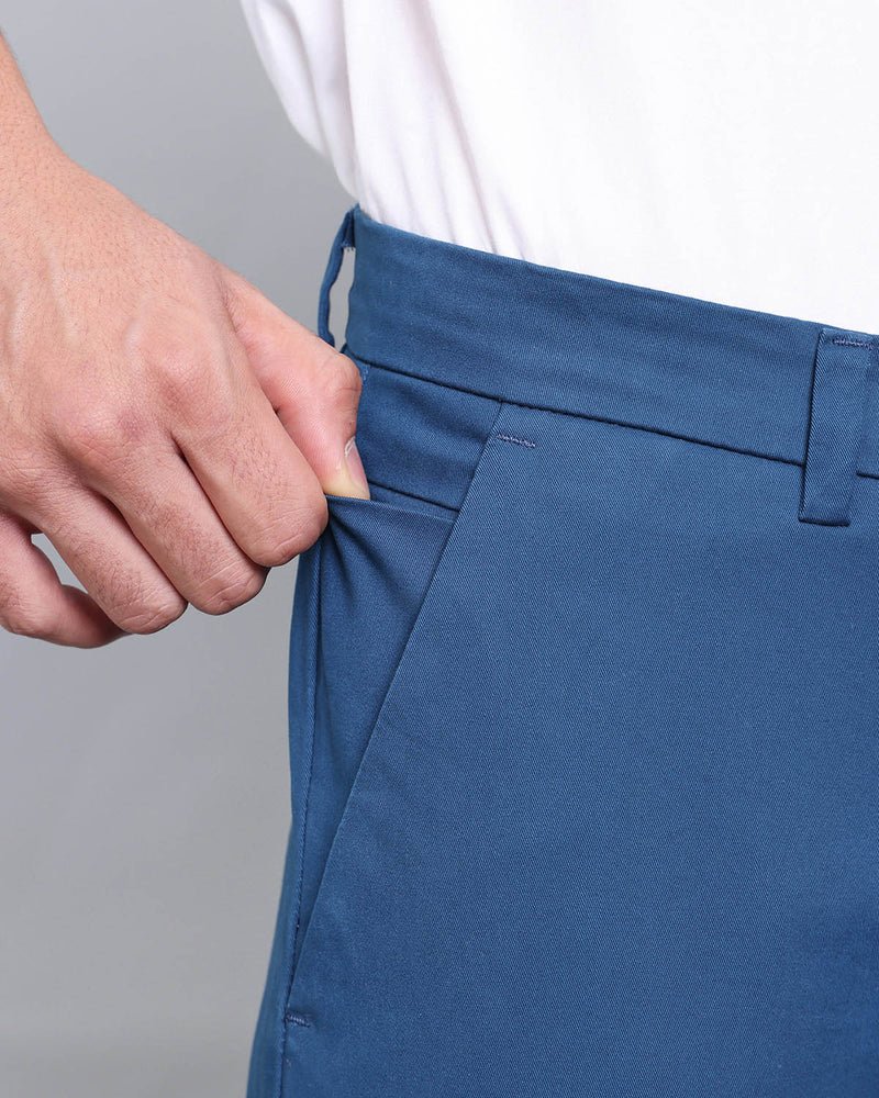 Indigo Blue Stretch Cotton Chinos - Image 2