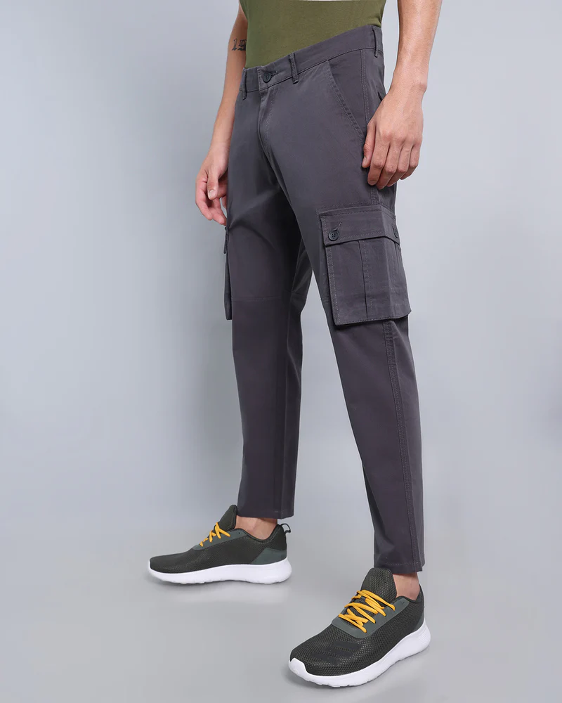 Charcoal Gray Stretch Cotton Cargo - Image 3