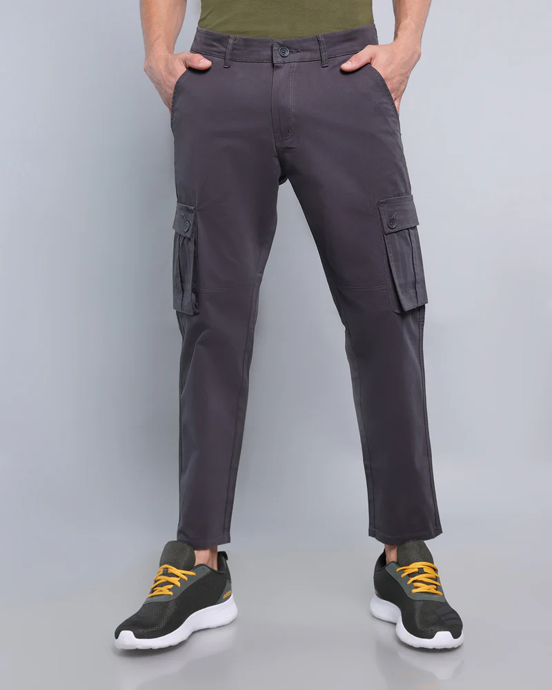 Charcoal Gray Stretch Cotton Cargo - Image 5