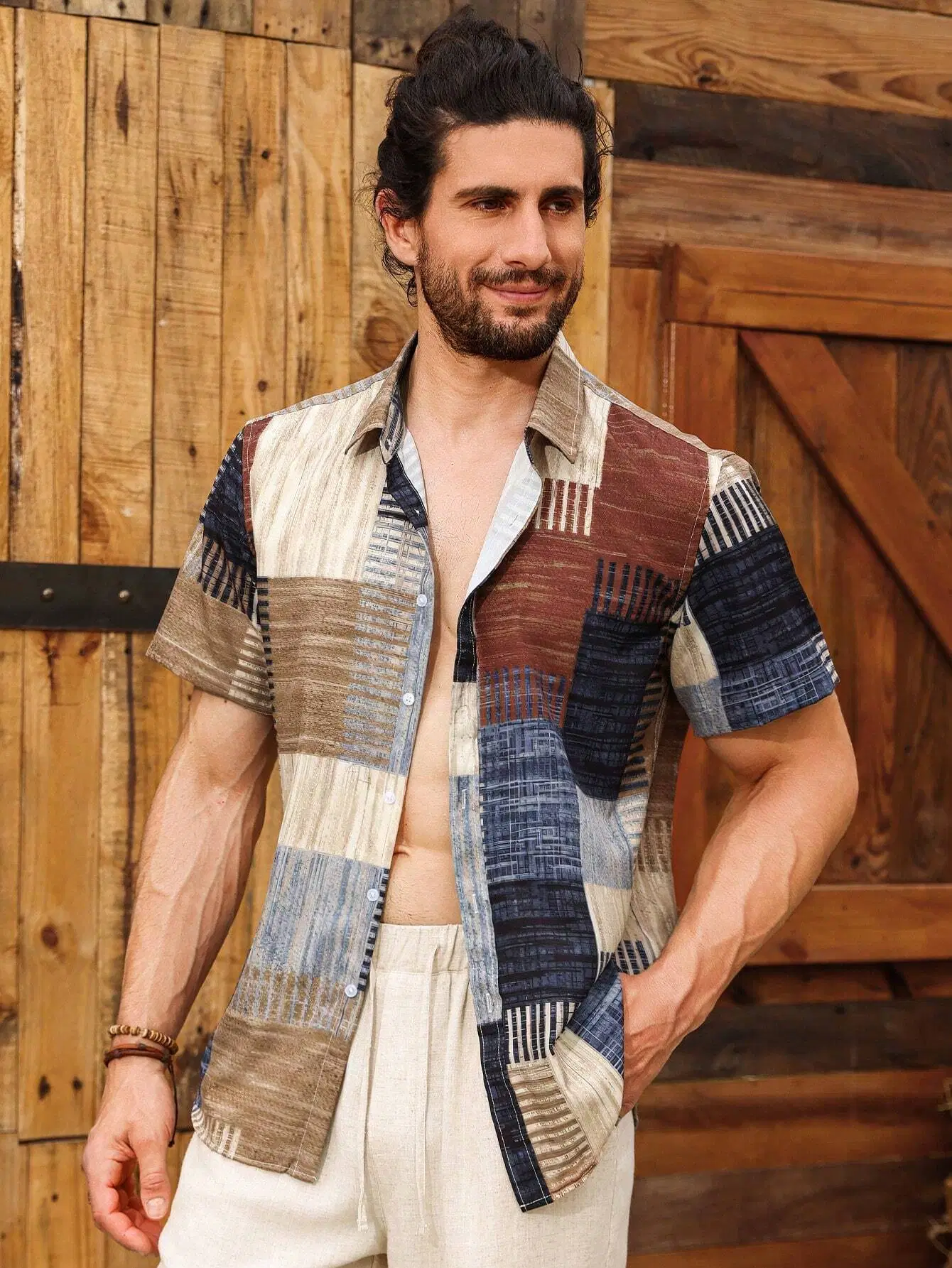 AAPSKA Poly Cotton Regular Fit Colorblock Half Sleeves Men’s Casual Shirt – Multi ( Pack of 1 )