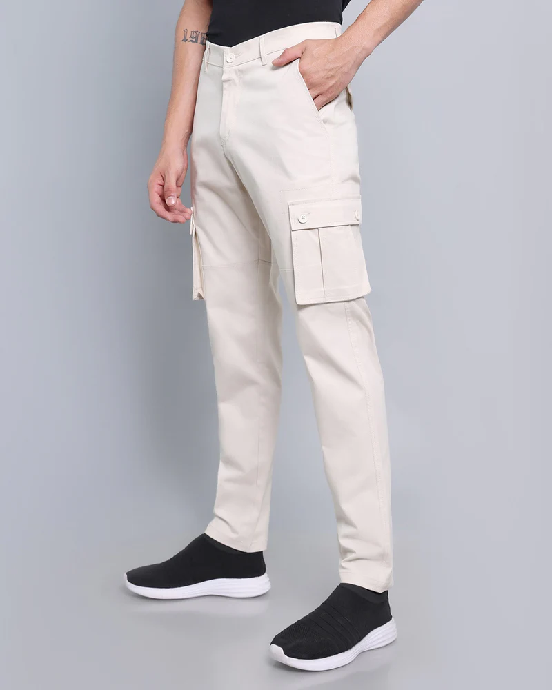 Coconut Cream Stretch Cotton Cargo - Image 3