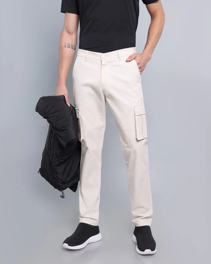 Coconut Cream Stretch Cotton Cargo - Image 4