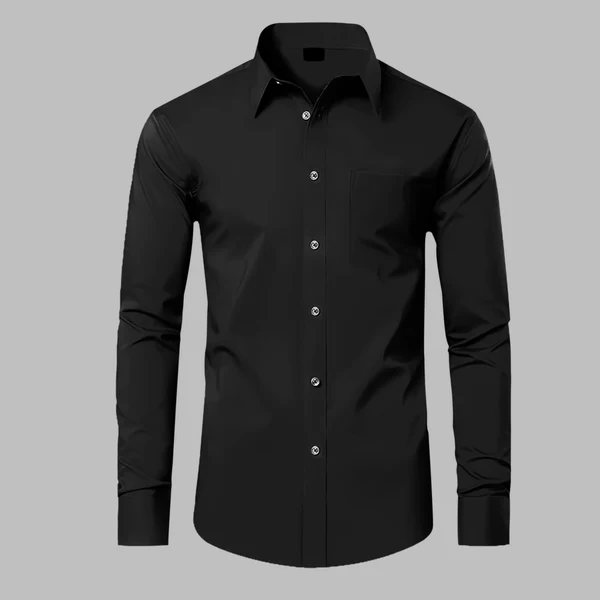 Premium Cotton Solid Shirt for Man (Black) - Image 3