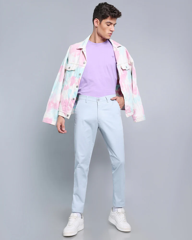 Sky Blue Stretch Cotton Chinos