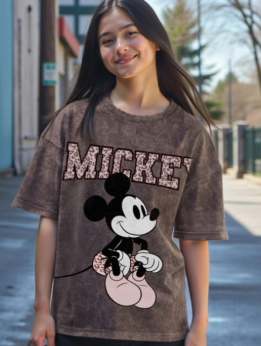 Mickey Mouse Graphic Print Drop-Shoulder Sleeves Pure Cotton Oversized T-shirt - Image 6