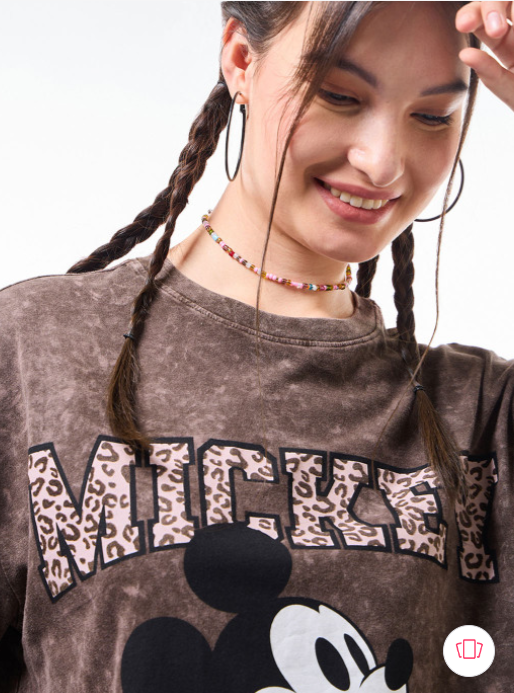Mickey Mouse Graphic Print Drop-Shoulder Sleeves Pure Cotton Oversized T-shirt - Image 5