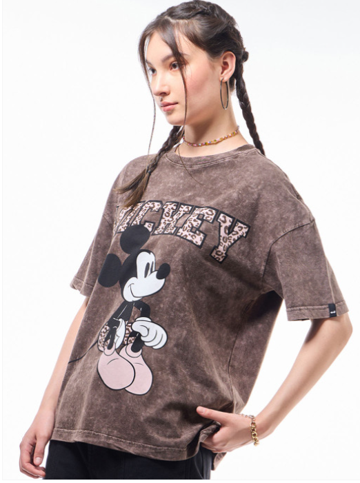 Mickey Mouse Graphic Print Drop-Shoulder Sleeves Pure Cotton Oversized T-shirt - Image 4