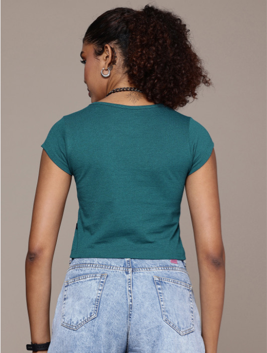 The Life Co. Typography Printed Cap Sleeves Slim Fit T-shirt - Image 3