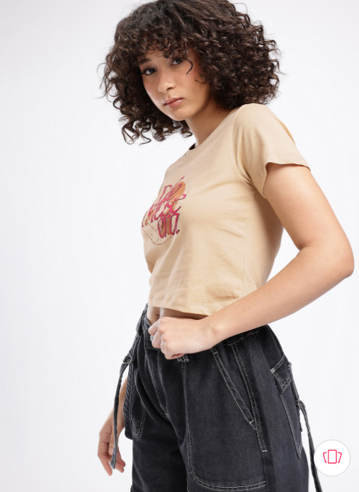 glitchez Typography Printed Crop T-shirt - Image 6