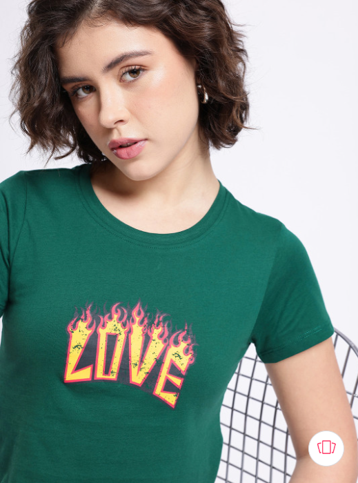 glitchez Typography Printed Crop T-shirt - Image 5