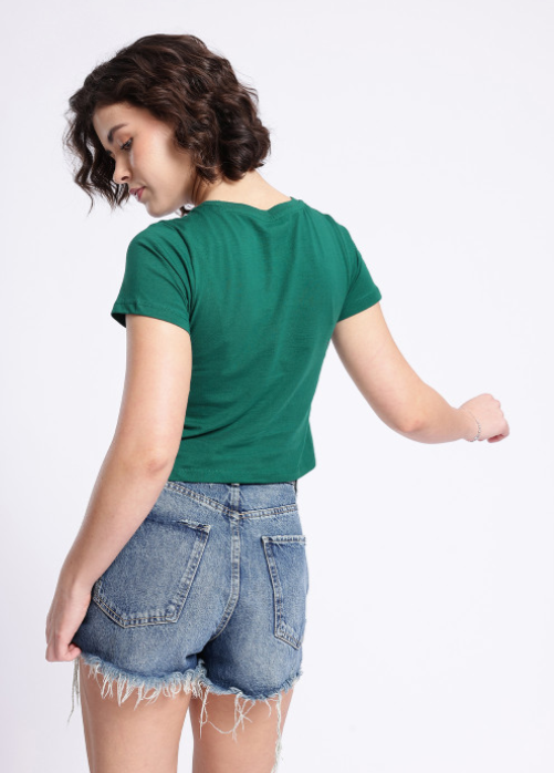 glitchez Typography Printed Crop T-shirt - Image 2