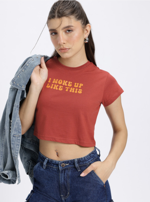 glitchez Typography Printed Crop T-shirt - Image 7
