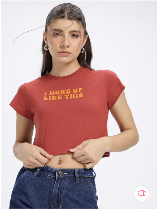 glitchez Typography Printed Crop T-shirt - Image 6