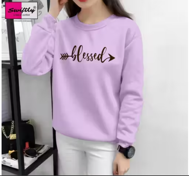 SWIFTLY Women's Pure Cotton Printed Round Neck Full Sleeve Tshirts - Image 2