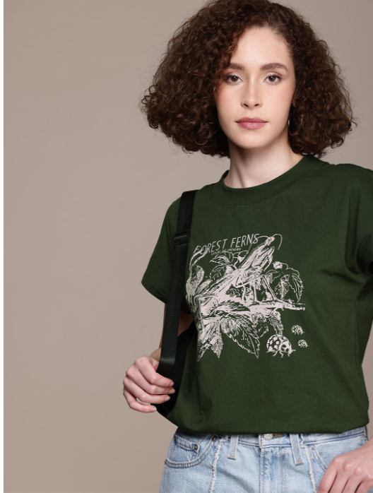 Roadster The Life Co. Printed Boxy T-shirt