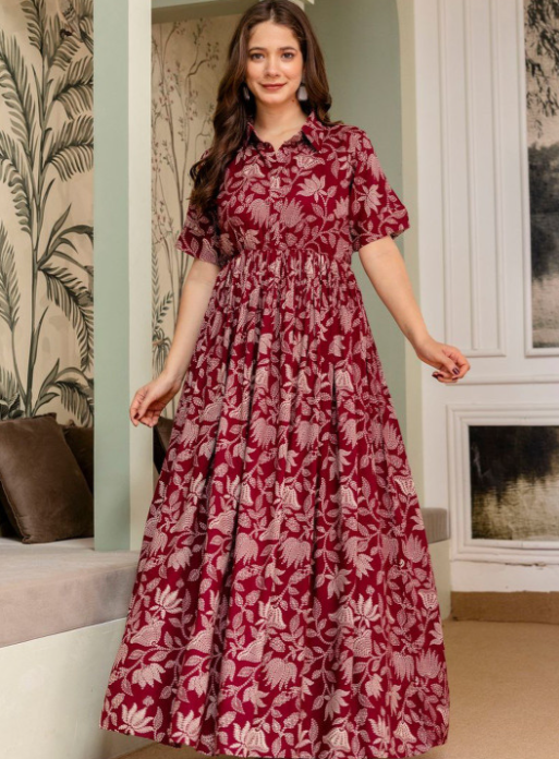 PURSHOTTAM WALA Women Printed Floral Anarkali Kurta