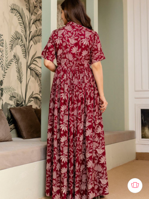 PURSHOTTAM WALA Women Printed Floral Anarkali Kurta - Image 6