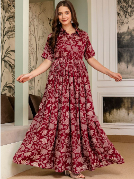 PURSHOTTAM WALA Women Printed Floral Anarkali Kurta - Image 5