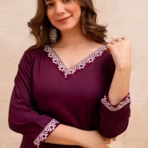 PURPLE Embroidery Straigh Kurti