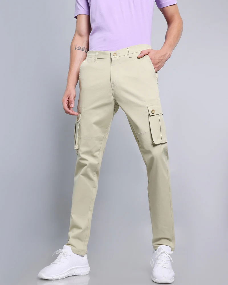 Pistachio Green Stretch Cotton Cargo